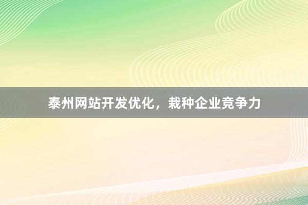 泰州网站开发优化，栽种企业竞争力