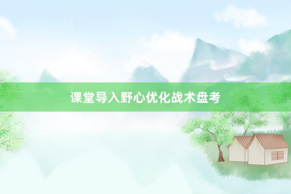 课堂导入野心优化战术盘考